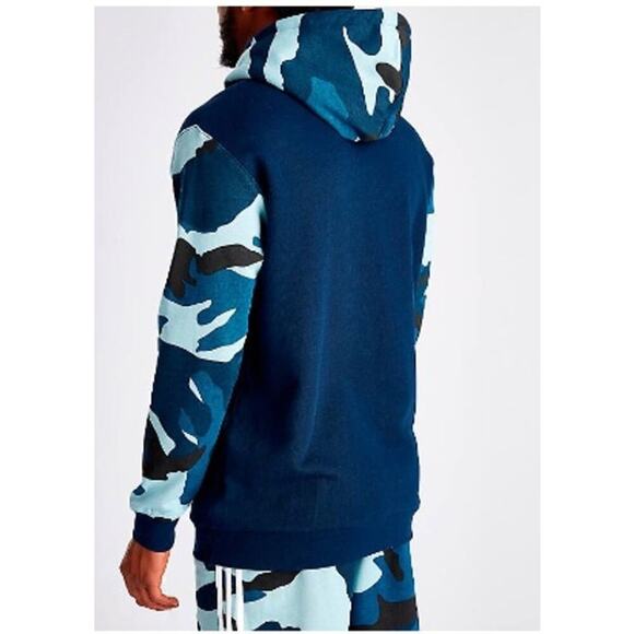 Adidas Men's Blue Originals Army Camouflage Long Sleeves Pullover Hoodie Size XL - Picture 2 of 7